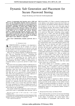Dynamic Salt Generation and Placement for Secure Password Storing