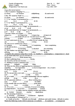 Preparatory Year final exam 1.The /l/ sound in &ldquo;clapping" is............. a