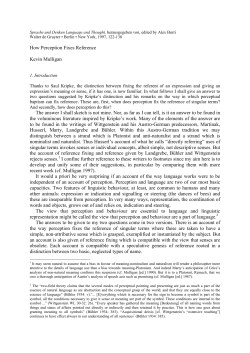 How Perception Fixes Reference Kevin Mulligan The answer I shall