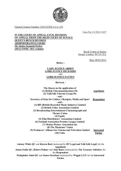 (2) TalkTalk Telecom Group Plc - Courts and Tribunals Judiciary