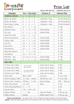 PRICE LIST In-Zane 9-14
