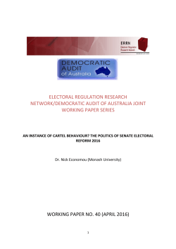 An Instance of Cartel Behaviour? The Politics of Senate Electoral