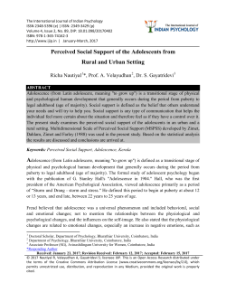 Perceived Social Support of the Adolescents from Rural and Urban