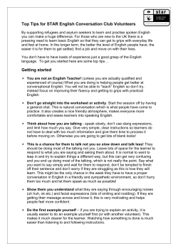 Top Tips for STAR English Conversation Club Volunteers Getting