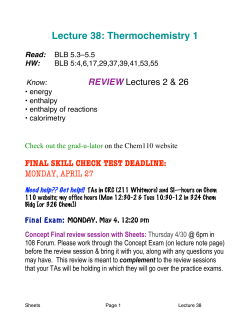 Lecture 38: Thermochemistry 1
