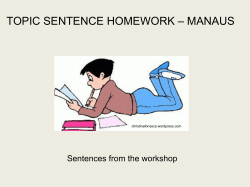 TOPIC SENTENCE HOMEWORK &ndash; MANAUS