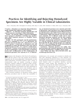 Practices for Identifying and Rejecting Hemolyzed Specimens Are