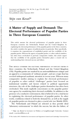 The Electoral Performance of Populist Parties in Three European