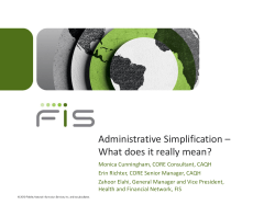 Administrative Simplification &ndash; What does it really mean?