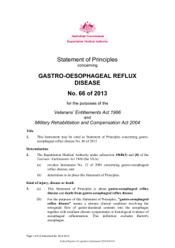 GASTRO-OESOPHAGEAL REFLUX DISEASE No. 66 of 2013