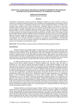 buhari`s inauguration speech - African Educational Research Network
