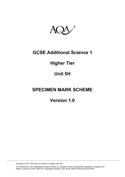 GCSE Additional Science Specimen Mark Scheme Higher