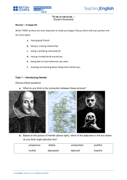 `To be or not to be…` Student Worksheet Warmer – A happy life