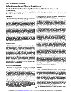 Coffee Consumption and Digestive Tract Cancers1
