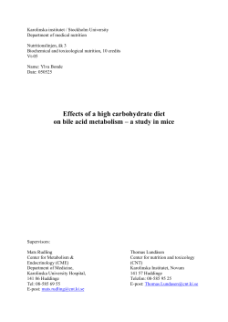 Effects of a high carbohydrate diet on bile acid metabolism