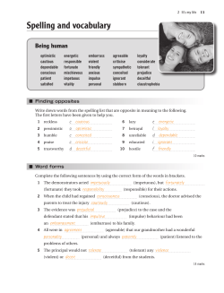 Spelling and vocabulary