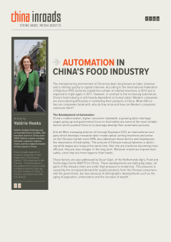 AutomAtion in ChinA`s Food industry