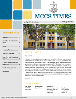 mccs times - Madras Christian College Higher Secondary School