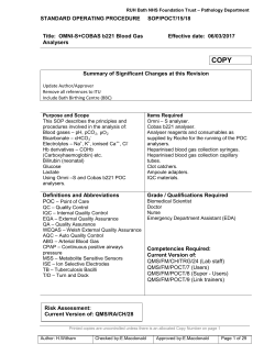SOP for Omni-S And Cobas b221 Gas Analysers
