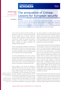 The annexation of Crimea: Lessons for European security