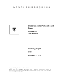 Prizes and the Publication of Ideas Working Paper