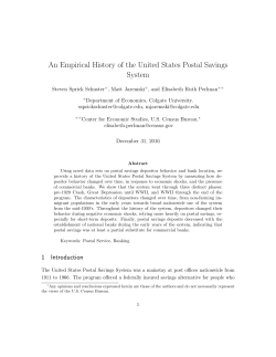 An Empirical History of the United States Postal Savings System