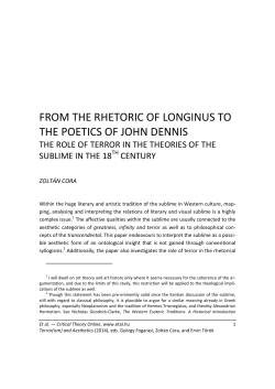 from the rhetoric of longinus to the poetics of john dennis
