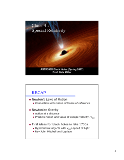Class 4 : Special Relativity RECAP