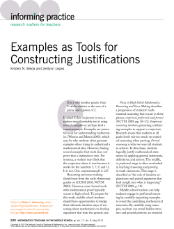 Examples as Tools for Constructing Justifications