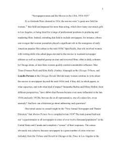 Newspaperwomen and the Movies Overview Submission Model