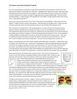 The Passover Cup and the Holy Grail of Legends
