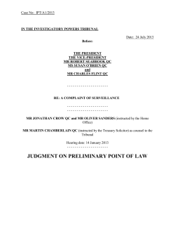 Re a complaint of surveillance - The Investigatory Powers Tribunal
