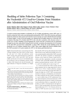Shedding of Sabin Poliovirus Type 3 Containing the Nucleotide 472