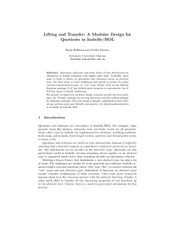 Lifting and Transfer: A Modular Design for Quotients in Isabelle/HOL