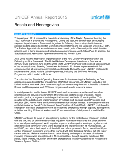 UNICEF Annual Report 2015 Bosnia and Herzegovina