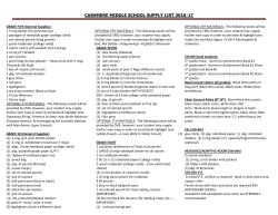 CASHMERE MIDDLE SCHOOL SUPPLY LIST 2016-17