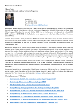 Ambassador Saurabh Kumar - National Institute of Advanced Studies