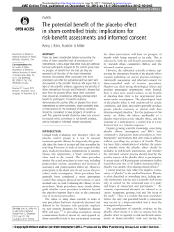 The potential benefit of the placebo effect in sham