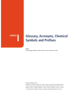 Glossary, Acronyms, Chemical Symbols and Prefixes