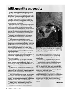 Milk quantity vs. quality