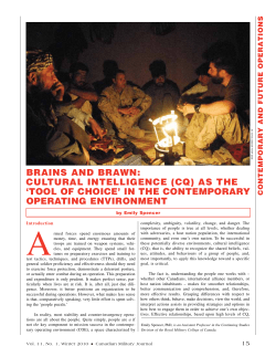 BraINS aND BraWN: CuLTuraL INTELLIgENCE (CQ) aS ThE `TOOL