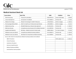 Medical Assistant Book List - CALC, Institute of Technology