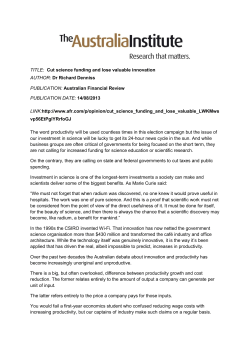 Cut science funding and lose valuable innovation