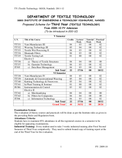 DEPARTMENT OF TEXTILE TECHNOLOGY