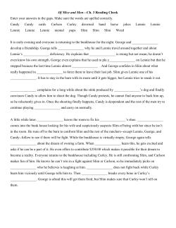 Of Mice and Men&mdash;Ch. 3 Reading Check Enter your answers in the