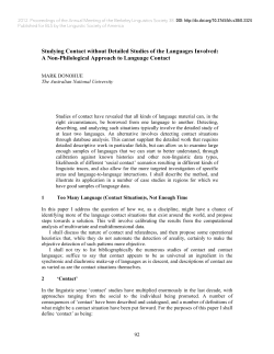 Studying Contact without Detailed Studies of the Languages Involved