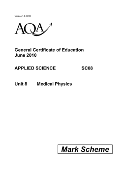 A-level Applied Science Mark Scheme Unit 08 - Medical