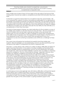 Teaching middle years students to paraphrase, use synonyms and