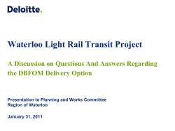 1. Why DBFOM? - Rapid Transit