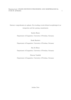 ONLINE SENTENCE PROCESSING AND MORPHOLOGICAL